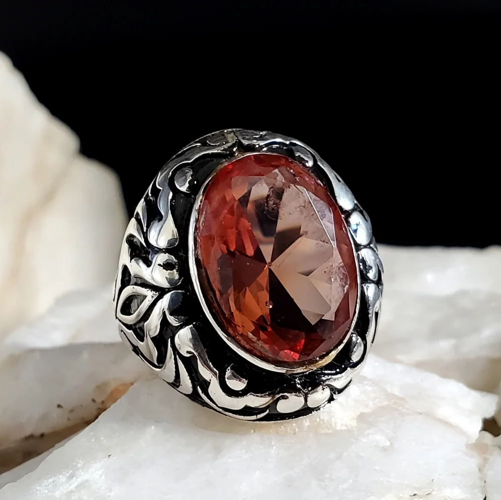 Unique Men's Jewelry Solid Sterling Silver 925 Alexandrite Stone Boho Ring